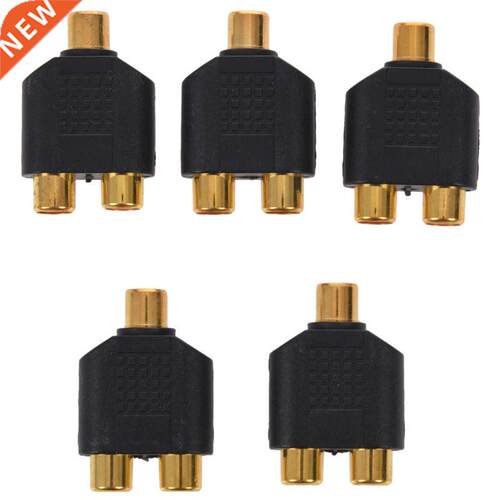 5-Pack, RCA Splt Adapter,black & gold