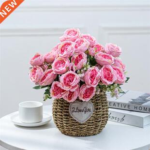 30cm Rose Pink Silk Peony Artificial Flowers Bouquet For Val