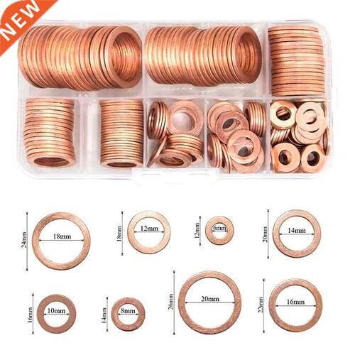 150PC Copper Washer Oil Seal Gasket M20 Flat Washer O-Ring S