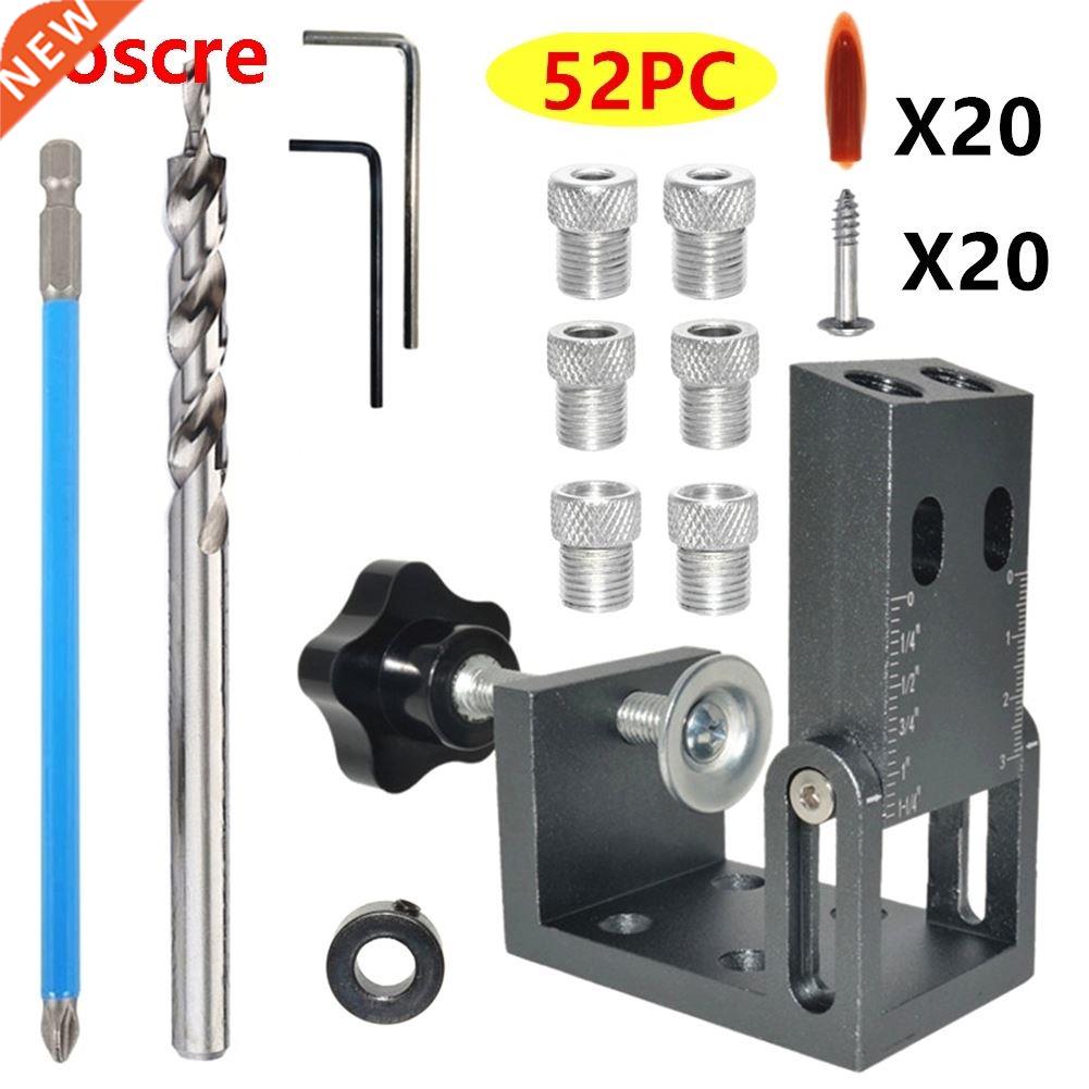 32/38/52 pcs Pocket Hole Jig Kit Angle Drill Guide Woodworki