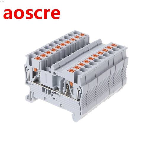 10Pcs PT 2.5 Push-In Din Rail Mounted Terminal Blocks Spring