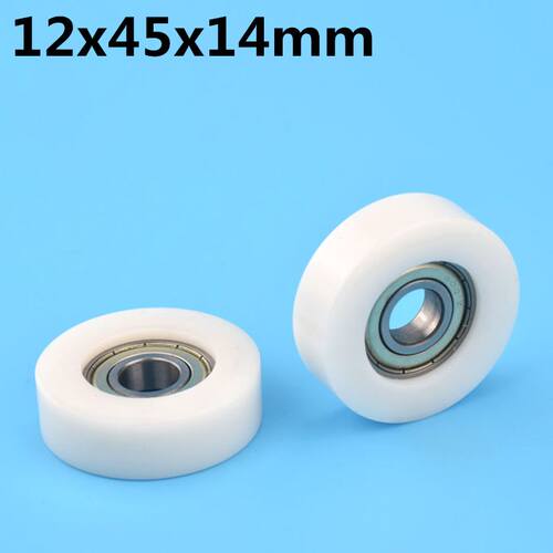 1Pcs 12x45x14 mm Nylon Plastic Wheel With Bearings Flat mini