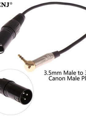 30cm XLR 3-Pin Male To 90 Degree Elbow 3.5mm Stereo Plug Aud