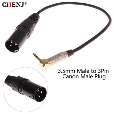 30cm XLR 3-Pin Male To 90 Degree Elbow 3.5mm Stereo Plug Aud