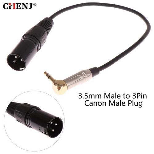 30cm XLR 3-Pin Male To 90 Degree Elbow 3.5mm Stereo Plug Aud