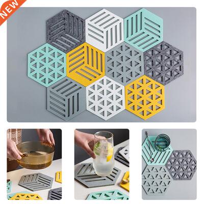 New Brand Creative Felt Coaster Hexagon Hollow Cup Mat Soft