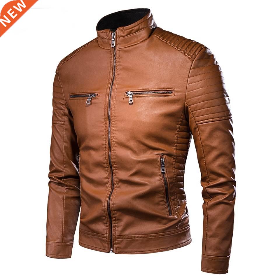 Men Spring Brand New Causal Vintage Leather Jacket Coat Men