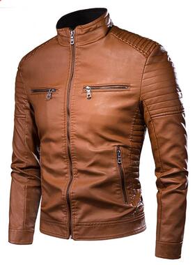 Men Spring Brand New Causal Vintage Leather Jacket Coat Men