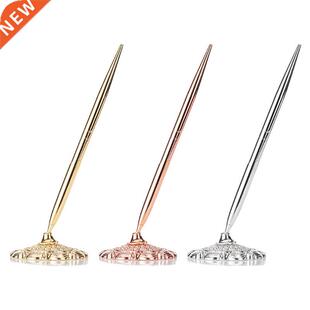 Retro Metal Ballpoint Pen Attached Base Stand Desk Office Co