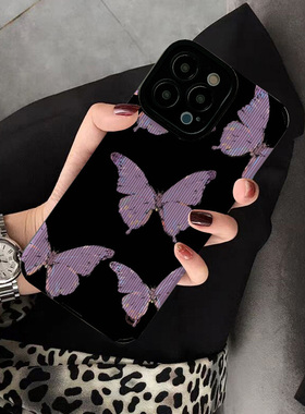 适用华为mate50 Pro手机壳40 80 pro mate60pro新款5G版 P40 P50 P30 PRO个性创意保护套硅胶软壳潮紫色蝴蝶