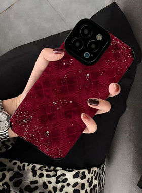 适用vivo x100手机壳x60pro x70 x50pro新款x27 90 x23幻彩版x80proplus创意个性保护套硅胶软壳涂鸦红色格子