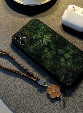 适用oppofind x8 x7 x6 x5 pro/x9/Find X8 Pro手机壳硅胶创意皮纹全包防摔保护套女挂绳新款昏暗绿色丛林