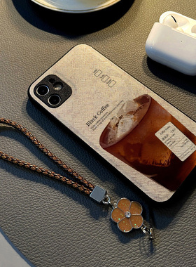 适用opporeno13 12pro 10/7se/6pro/9 5/14手机壳reno15硅胶8创意个性皮纹防摔保护套挂绳潮新款英文标签咖啡