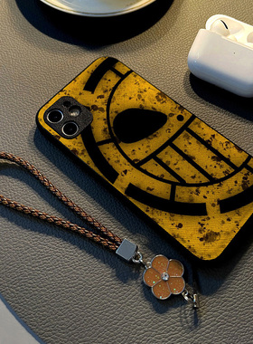 适用opporeno10pro+/7se/6pro/reno9 5/4手机壳reno15硅胶8创意个性皮纹防摔保护套女挂绳潮新款黄色复古笑脸