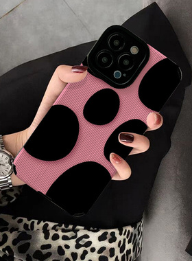 适用苹果15 iphone14手机壳13 12 pro max 15PRO新款17 Xsmax 14plus  16创意保护套硅胶软壳粉底黑色色块