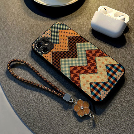 适用华为nova 13 12 pro/nova9se8/7/6手机壳nova11女15硅胶14创意皮革纹防摔软保护套挂绳新款拼接格子波点