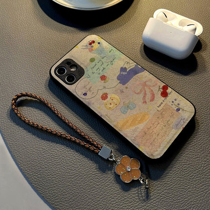 适用opporeno13 12pro 10/7se/6pro/9 5/14手机壳reno15硅胶8创意个性皮纹防摔保护套挂绳潮新款蛋糕英文标签