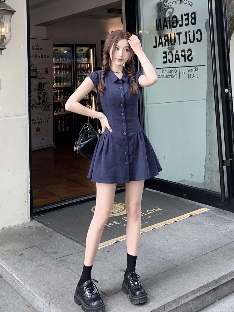 CINCHED WAIST SLIM SLIM TEMPERAMENT SLEEVELESS HOT GIRL PLEATED SKIRT WOMENS SUMMER NICHE DESIGN LUXURY DRESS