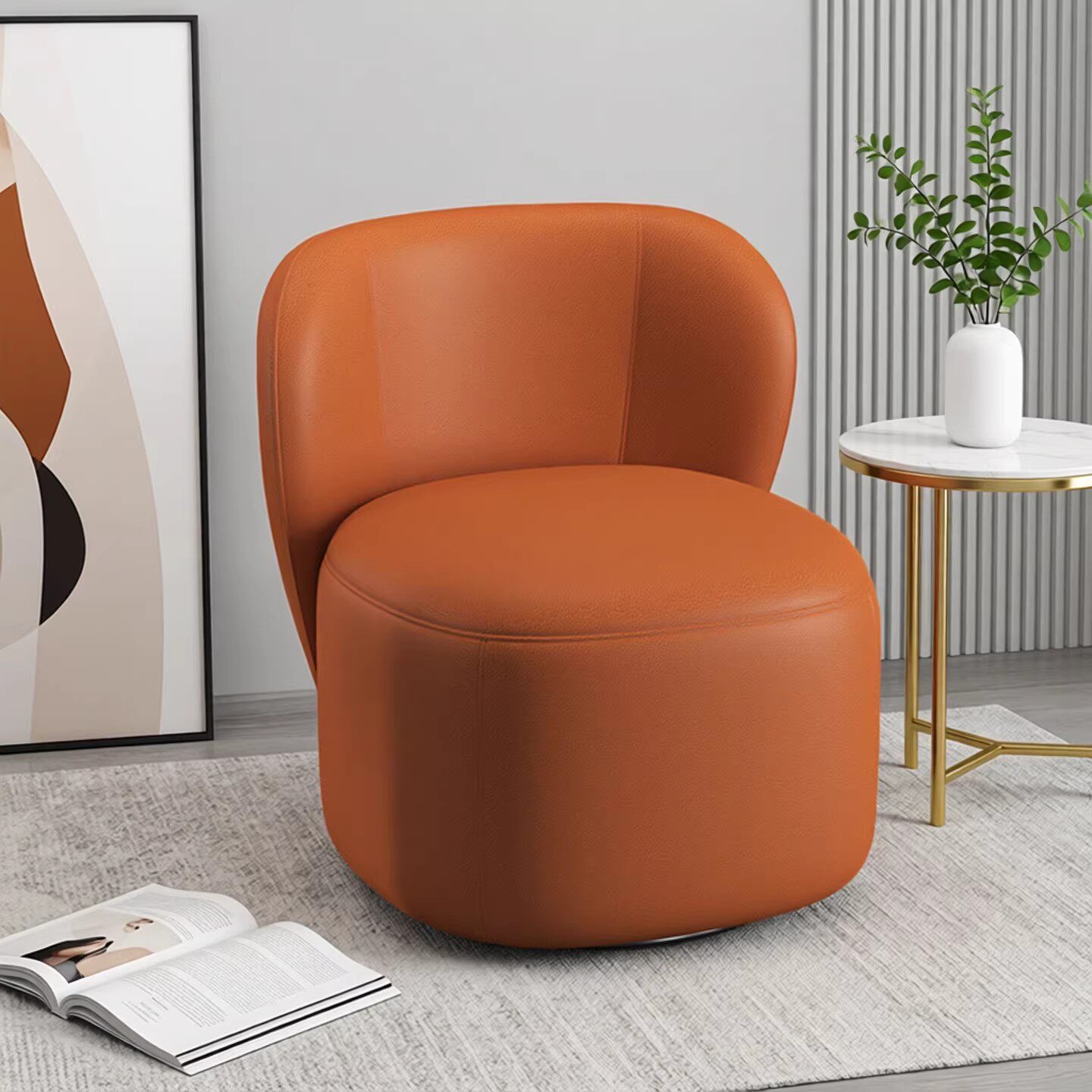 复古轻奢网红阳台沙发懒人简约休闲椅可旋转布艺化妆椅卧室梳妆凳