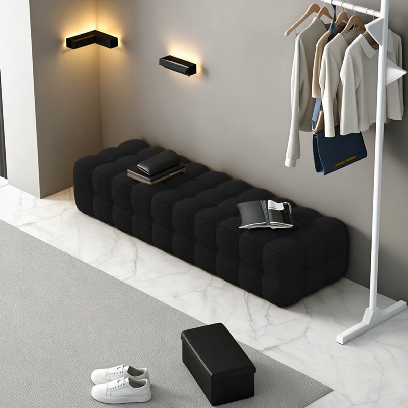 卧室床尾凳客厅脚踏墩意式轻奢丝绒服装店衣帽间换鞋凳子沙发长凳,住宅家具,换鞋凳,淘宝优惠券,粉丝福利购,淘宝优惠卷