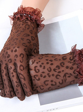 开车防晒防滑蕾丝手套女士薄款夏天骑行车弹力遮阳透气夏季棉春秋