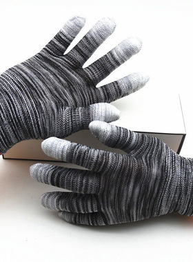 弹力薄款尼龙防静电开车手套劳保通用涂掌涂指涂胶男女防滑手套