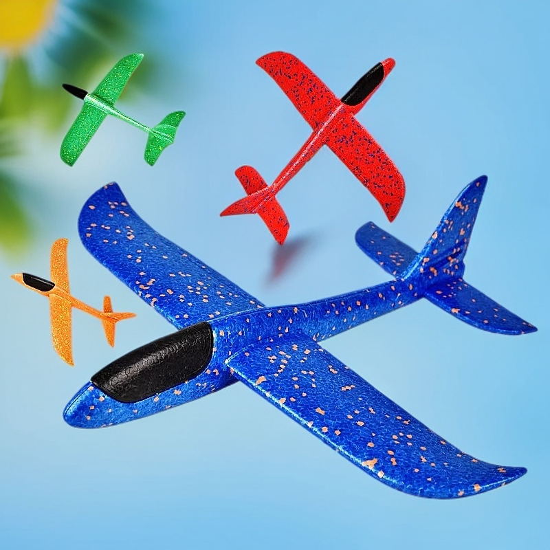 泡沫滑翔飞机手抛玩具大号网红回旋户外儿童飞行器模型地摊热卖