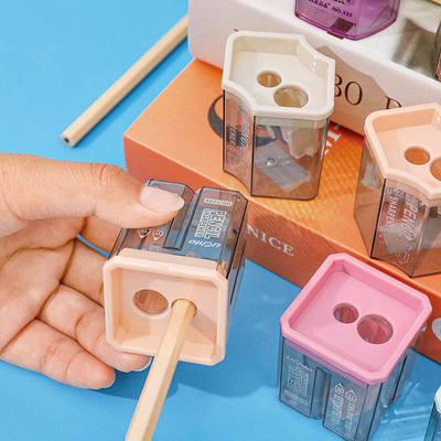 双孔迷你笔刀儿童手动卷笔刀小学生文具便携耐用小型转笔刀实用款