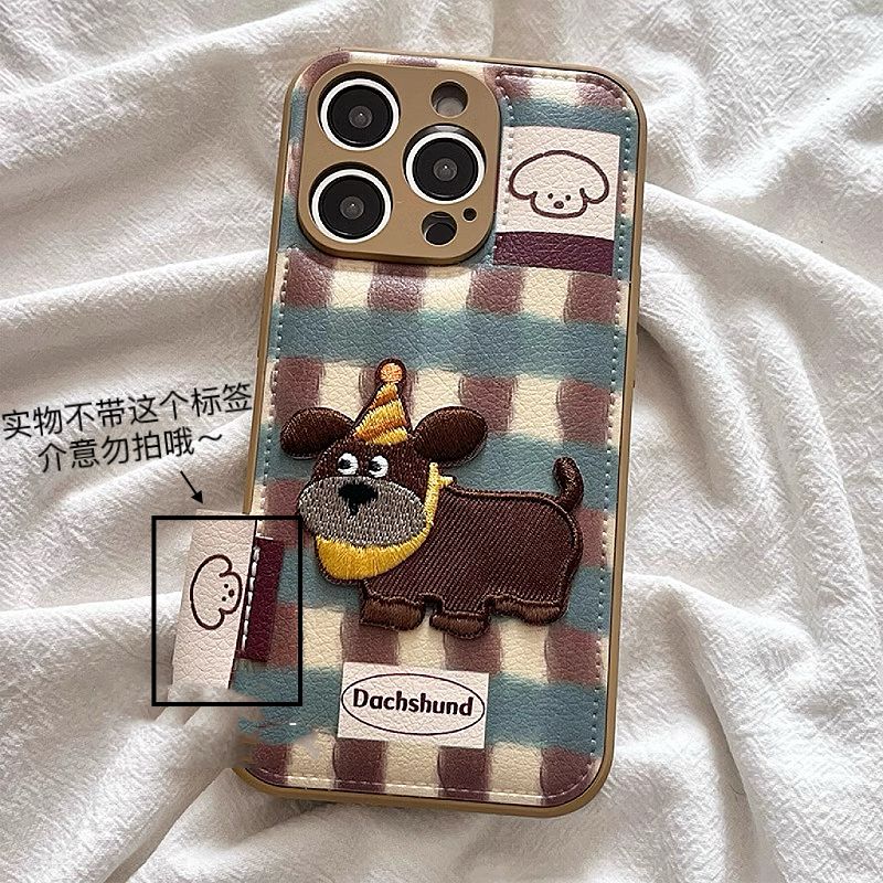 秋冬刺绣立体小狗适用于oppoa78手机壳女新款a72带挂绳a93s全包式防摔镜头a96个性a57 a58 a58x创意a55保护套