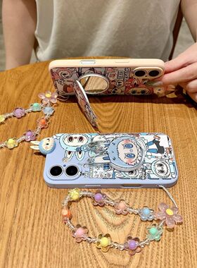 适用于真我v70手机壳女新款v60玩耍拉布布v50全包式realmev30花朵手链v25流沙镜v23防摔v13软硅胶v11潮保护套