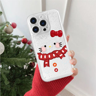 卡通围巾凯蒂猫适用vivoy300 y200 100手机壳个性雪白流沙s20 s19 s18软x200 x100 x90创意s17 s16 s18全包s9