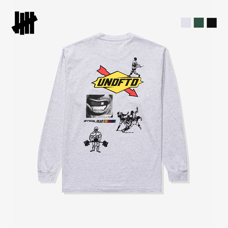 UNDEFEATED五条杠官方冬季新品时尚潮流美式街头拳击图案长袖T恤