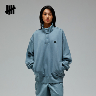 UNDEFEATED五条杠官方冬季新品半暗扣重磅水洗立领卫衣