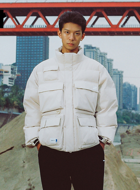 UNDEFEATED五条杠官方秋季新品潮流时尚保暖多口袋厚短羽绒服