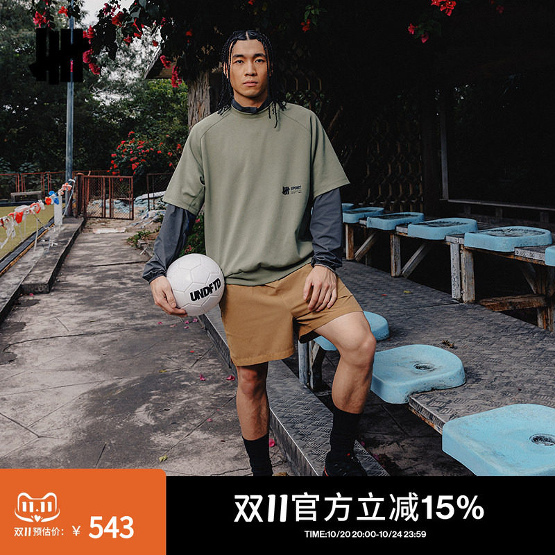 UNDEFEATED五条杠官方夏季新品水洗梭织运动短裤