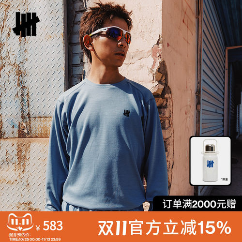 UNDEFEATED潮流羊毛混纺长袖T恤