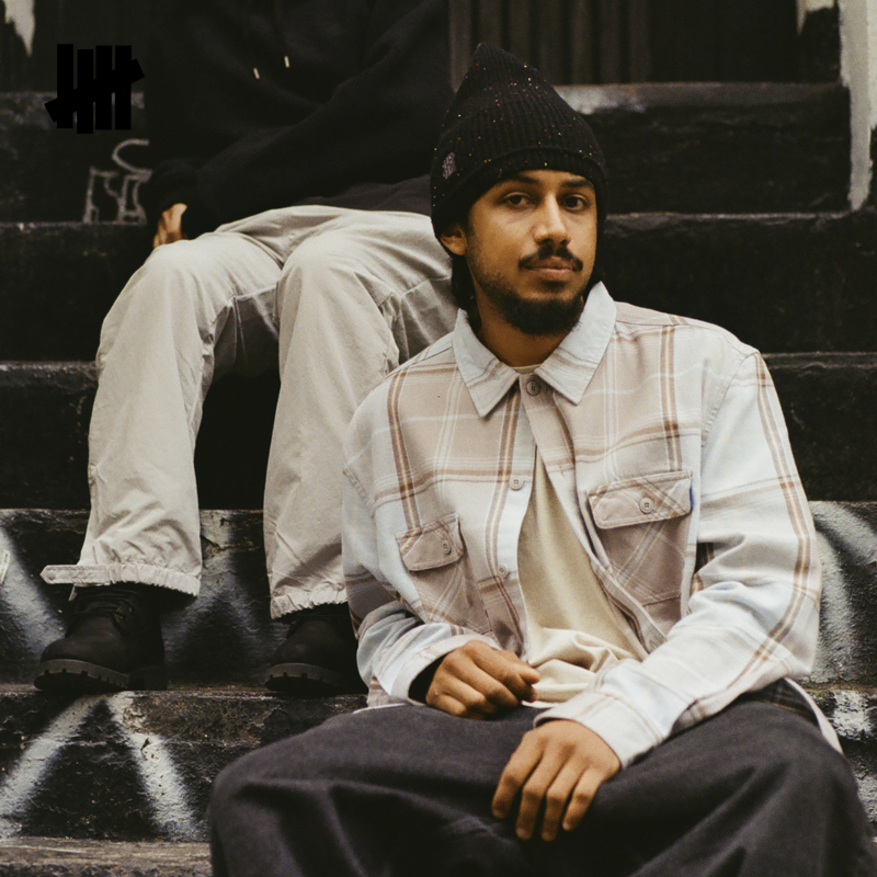 UNDEFEATED五条杠官方冬季新品街头格纹长袖衬衫