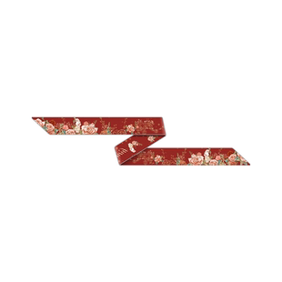 联名玫瑰庄园兔红色丝巾女士长条颈带高级感法式配饰绑包飘带发带