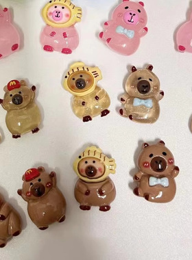 夜光卡通卡皮巴拉盲袋惊喜可爱树脂配饰夜光创意饰品儿童礼物摆件