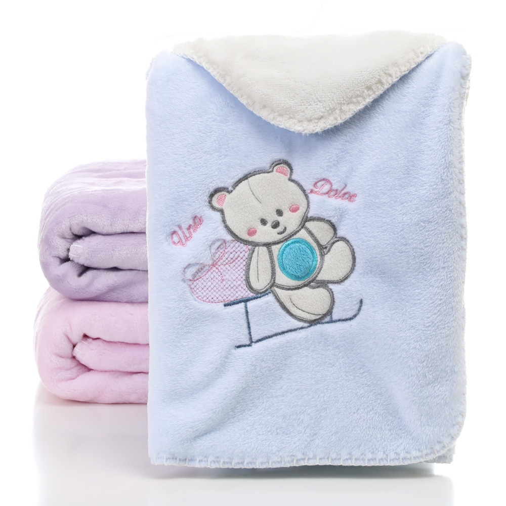 定制法兰绒羊羔绒双层加厚毯子儿童毛毯卡通婴儿抱毯跨境