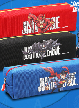 正义联盟IP得力笔袋长型大容量帆布单层加厚文具盒男女孩子铅笔盒小学生用铅笔收纳整理ins简约多功能小方包