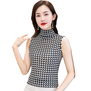 半高领假领子女百搭假领秋冬毛衣无袖打底衫上衣蕾丝内搭背心