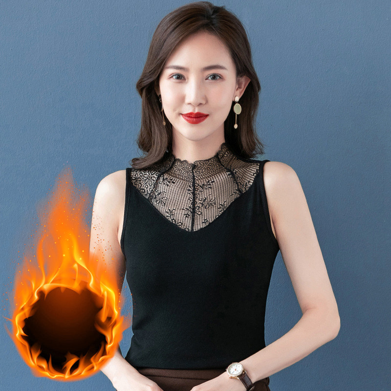 蕾丝纯欲花边领打底衫女加绒半高领保暖秋冬内搭假领无袖,女装/女士精品,背心吊带,淘宝优惠券,粉丝福利购,淘宝优惠卷