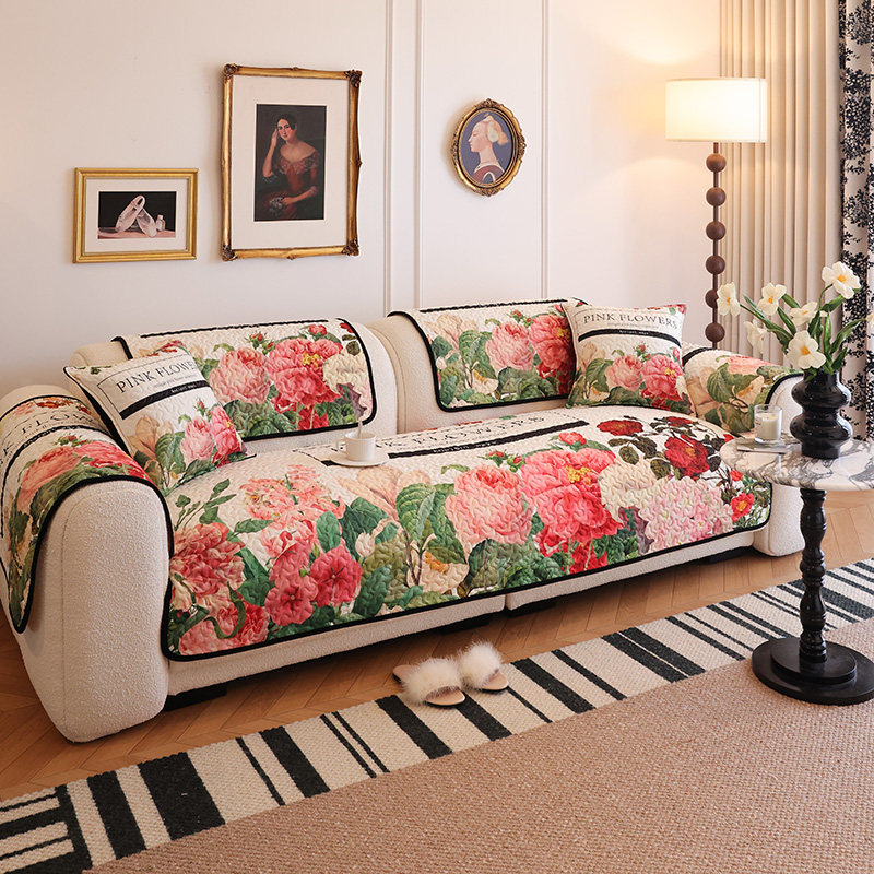 枕西湖美式田园浪漫风沙发垫新款四季通用防滑坐垫高级感盖巾套罩,居家布艺,沙发垫,淘宝优惠券,粉丝福利购,淘宝优惠卷