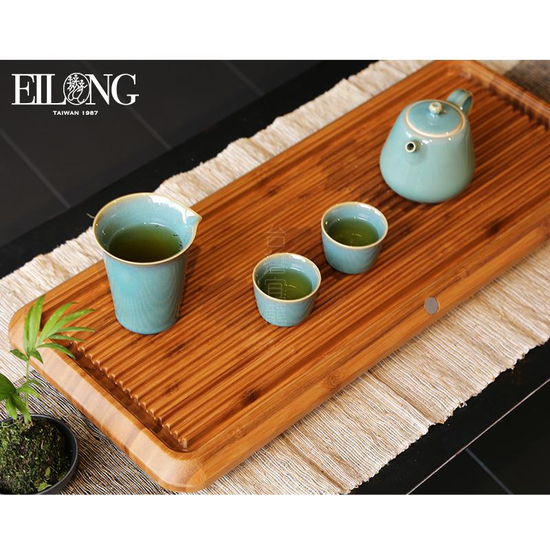 台湾宜龙漫流家用简约功夫茶盘实木竹制排水式茶台