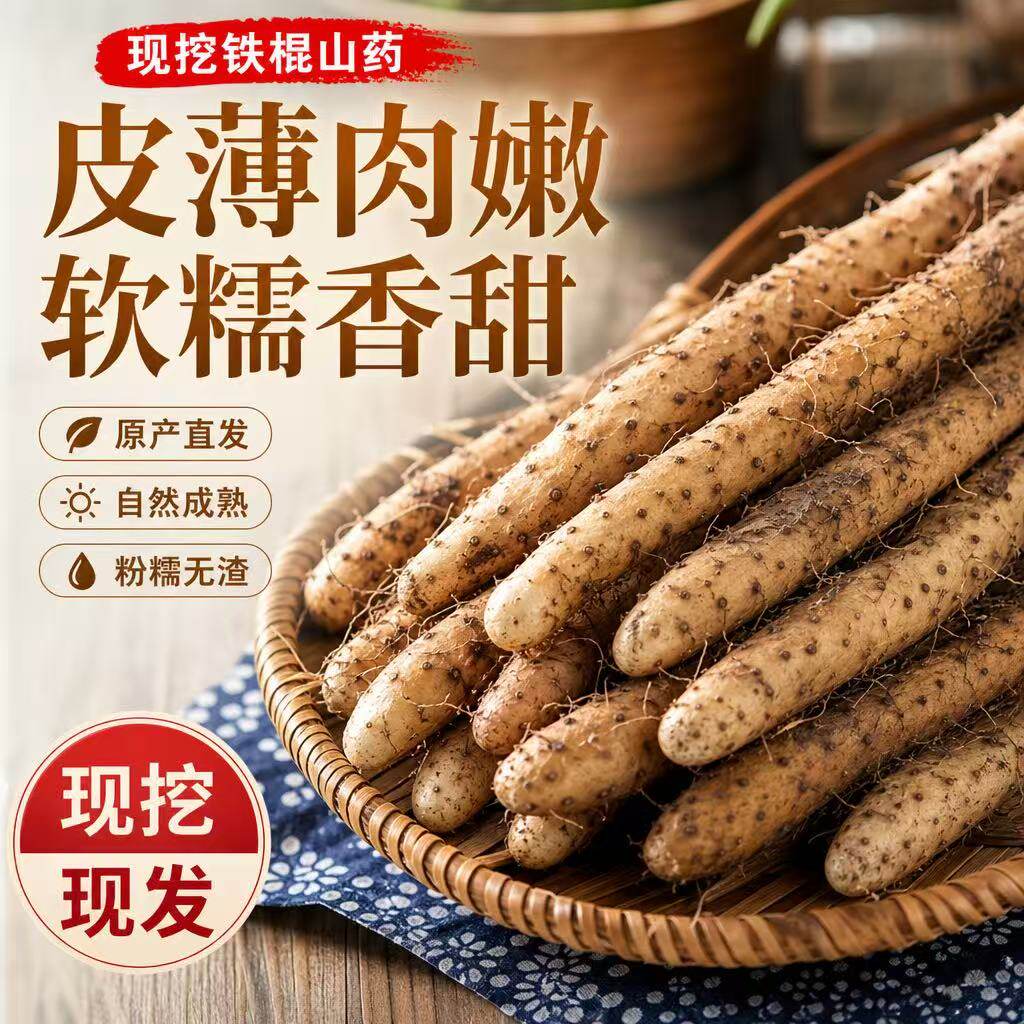 现挖小白嘴铁棒杆铁棍山药粉糯河南焦作温县垆土怀淮山药新鲜蔬菜