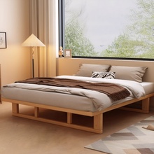 无床头实木床榫卯结构床架框架现代简约2025新款主卧1米8双人大床