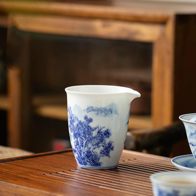 陶瓷公道杯茶漏杯手绘青花瓷公杯简约家用茶海分茶器功夫茶具配件