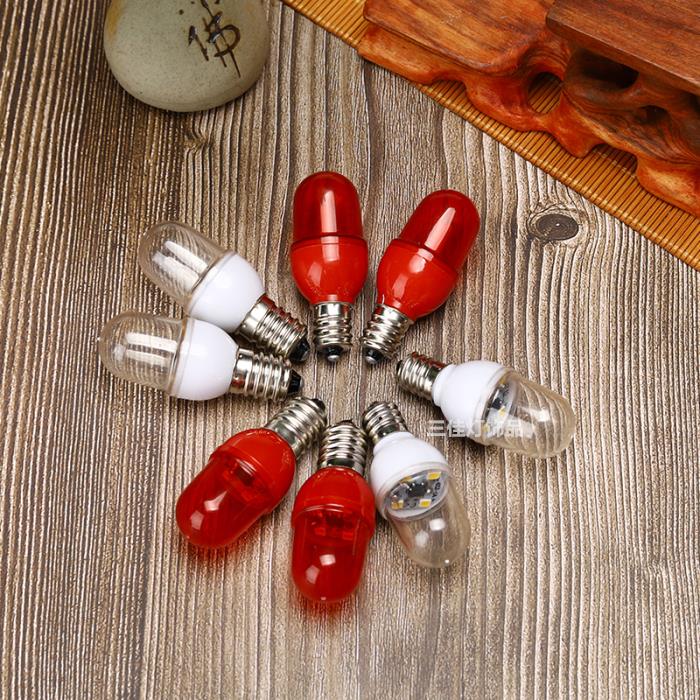 1W节能LED蜡烛E12E14小螺口白暖红光冰箱缝纫机学生神台床头灯泡