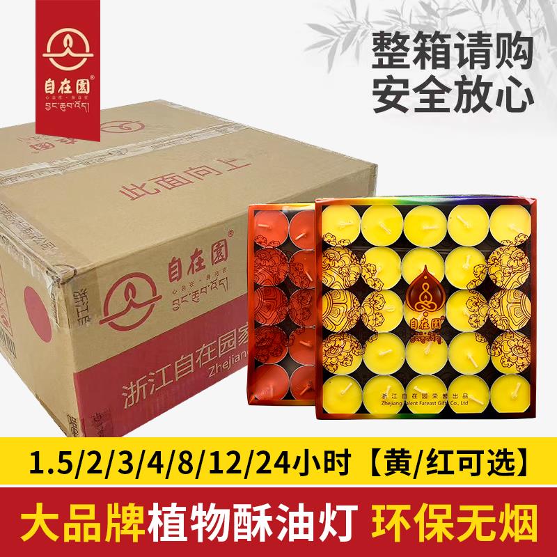 整箱自在园无烟酥油灯供佛灯家用2/3/4/8/12小时供灯长明灯蜡烛灯